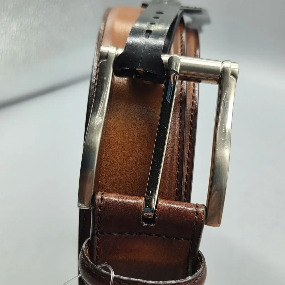 Magnanni Carbon Leather Belt men's Style # 1121 Cognac 1  3/8